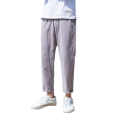 Мужские летние тонкие универсальные шелковые штаны, из хлопка и льна, свободный крой