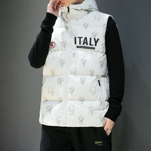 Мужской демисезонный жилет, трендовая майка топ с пухом, куртка, удерживающий тепло комплект, 2020, в корейском стиле