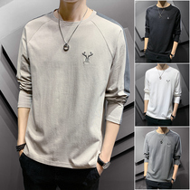 Mens long-sleeved T-shirt 2021 autumn new cotton base shirt loose Tide brand inside wear casual clothes