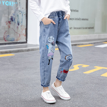 Girl Jeans 2022 New Ocean Air Spring Autumn 5-12 Year Old Girl Casual CUHK Child Turnip Pants Han Edition Loose