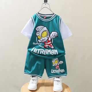 Ultraman clothes boys summer suit 2026 new style children's summer suit boys pure cotton short-sleeved sportswear