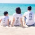 Cha mẹ con 2018 hè mới gia đình ba bốn tay ngắn t kiếm tiền để tiêu tiền trang trí nhà mới Trang phục dành cho cha mẹ và con