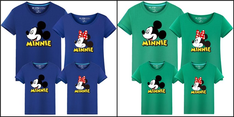 Chuột Mickey mới Mùa hè Cha mẹ và con Mặc áo phông Mẹ chồng Gia đình Ba Gia đình Gói Bông nổ tay ngắn T quan ao tre em