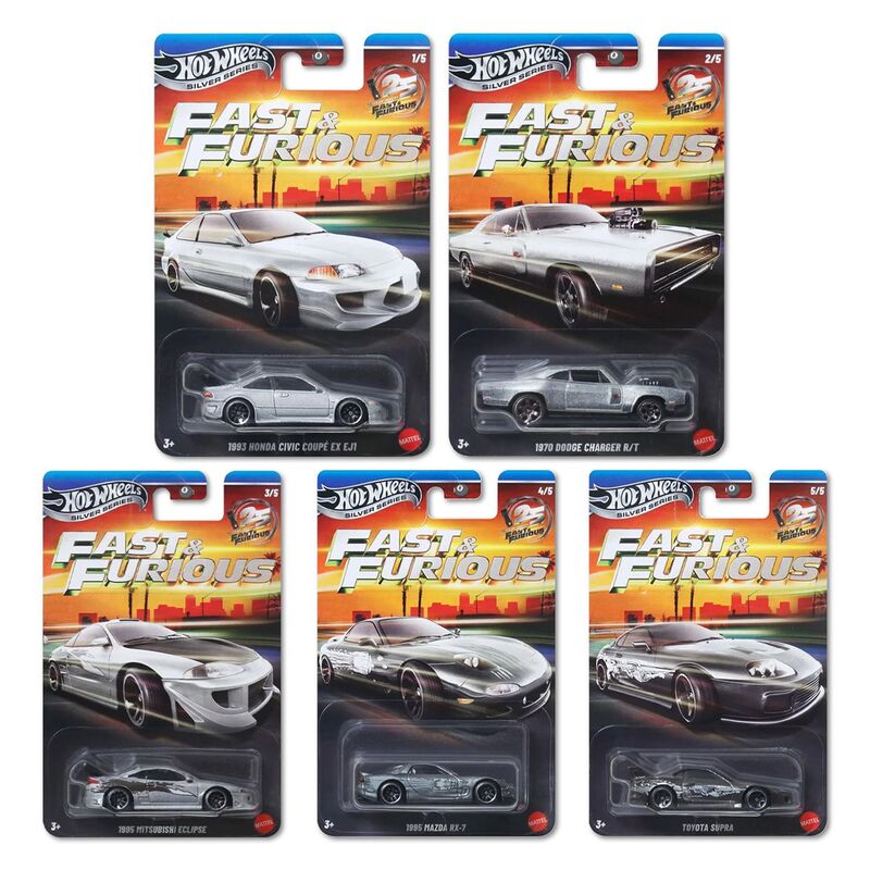 Hot Wheels Fast and Furious Series Hnr88 Honda Civic Toyota Supra Mitsubishi Alloy Car Model