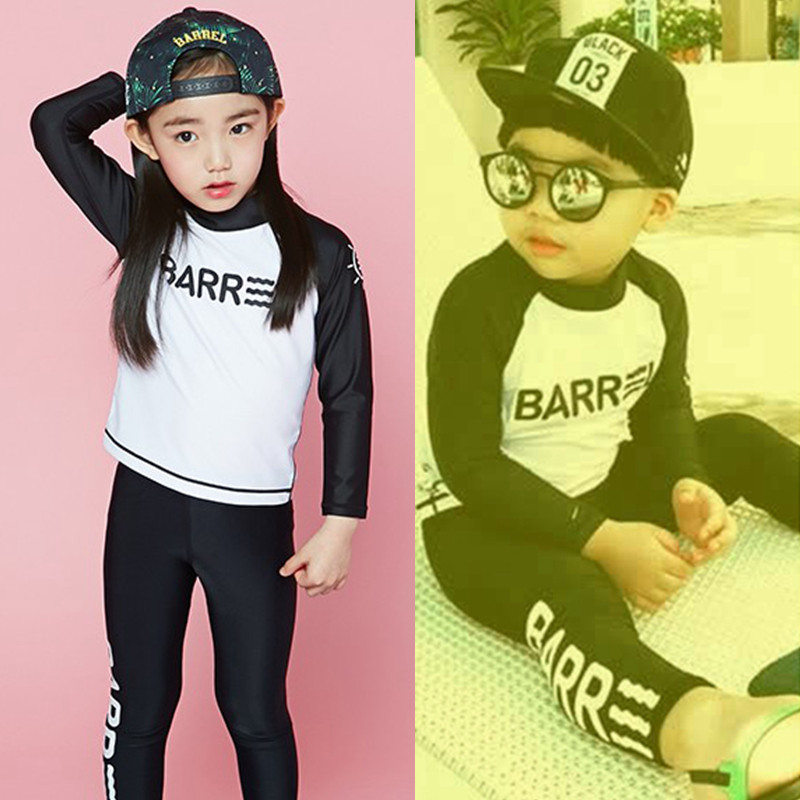 Children's diving suit split long sleeves large children sun-proof swimsuit summer boy and girl swimsuit swimsuit