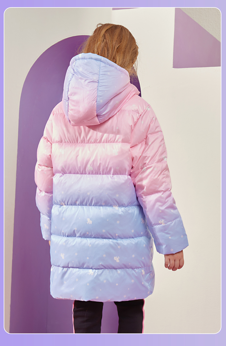 小马宝莉 22年冬季新款 女童粉色中长款羽绒服外套 双重优惠折后￥239包邮 110~160码可选