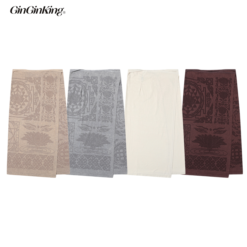 GinGinKing丨シームレスな職人技オリジナルデザインの絶妙なラップスカートハーフスカートヒーリングヨガスカート4色