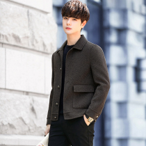 Mens double-sided wool jacket short 2020 new Korean version of the trend handsome autumn and winter cashmere Ni Zi jacket
