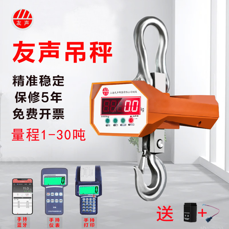 Yousheng Electronic Crane Scale Hook Scale 3 Tons 5 Tons 10 Tons 15 Tons 20 Tons 30 Tons Crane Scale Wireless Hook Scale