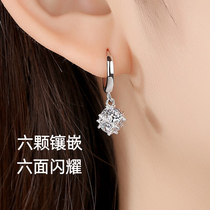 Pure silver earring women Japan-ROK fashion brief zircons with silver ear hook sparkling small crowdsourced and refined temperament birthday present
