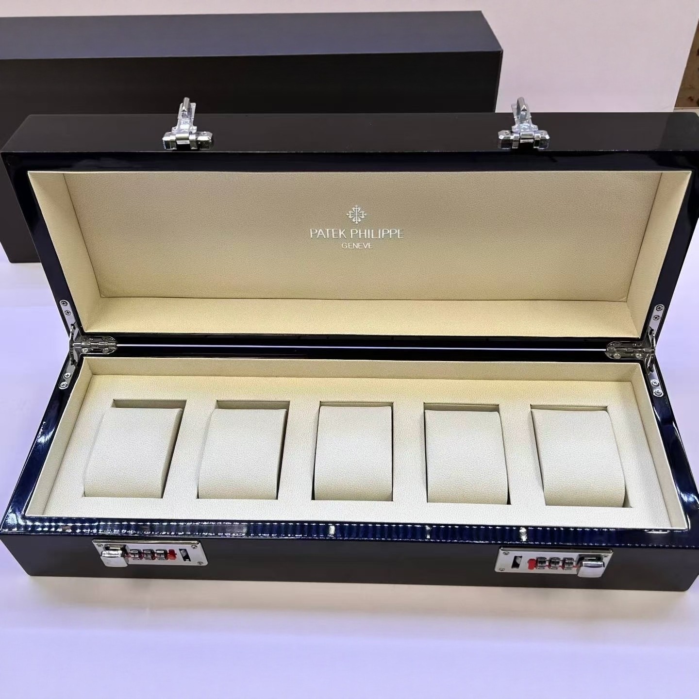 New Patek Pp Five-Slot Display Watch Box, Philippe Watch Storage Box, Piano Lacquer Wooden Box, Collection Box