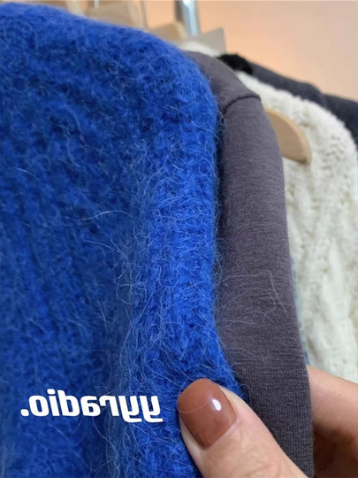 Retro Coffee-Colored Melard Sweater Jacket for Women, Loose-Fitting Knitted Cardigan, 2026 Autumn and Winter Lazy Thickeneded Top