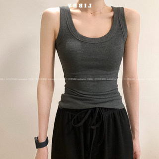 Gray Wide-Strap Camisole for Women, Summer Suit Inner Layer, Outerwear, Sleeveless Sports Top