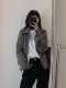 Gray Raccoon Fur Half-High Collar Stand-Up Collar Double Zipper Sweater Jacket for Women, Autumn and Winter Thickened Outerwear Knit Cardigan