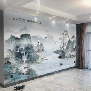 Tv background wall cloth new chinese style ink landscape painting wallpaper living room sofa 3d three-dimensional wallpaper wall cloth customization