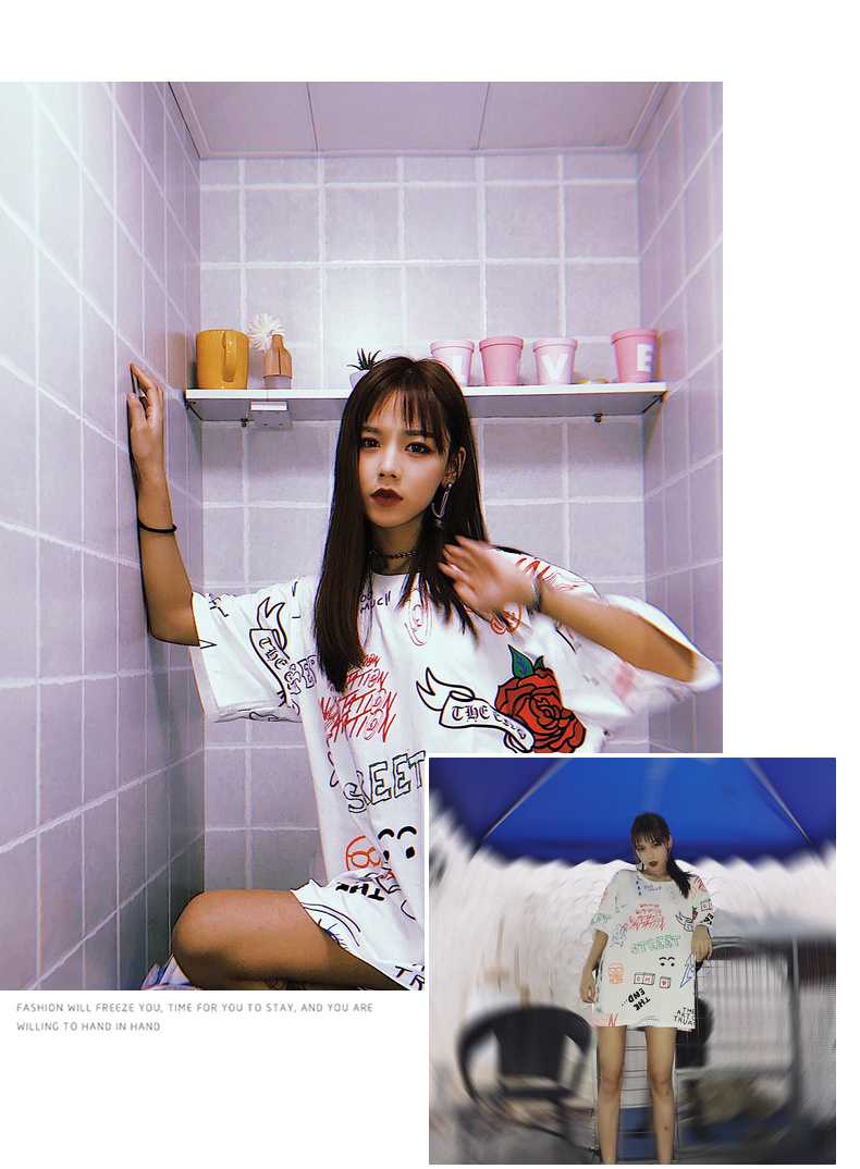 Freamve Cầu Vồng Đường Phố Đầy Đủ In Graffiti T-Shirt Nam Giới và Phụ Nữ Các Cặp Vợ Chồng với Ngắn Tay Áo Incantation-18SD