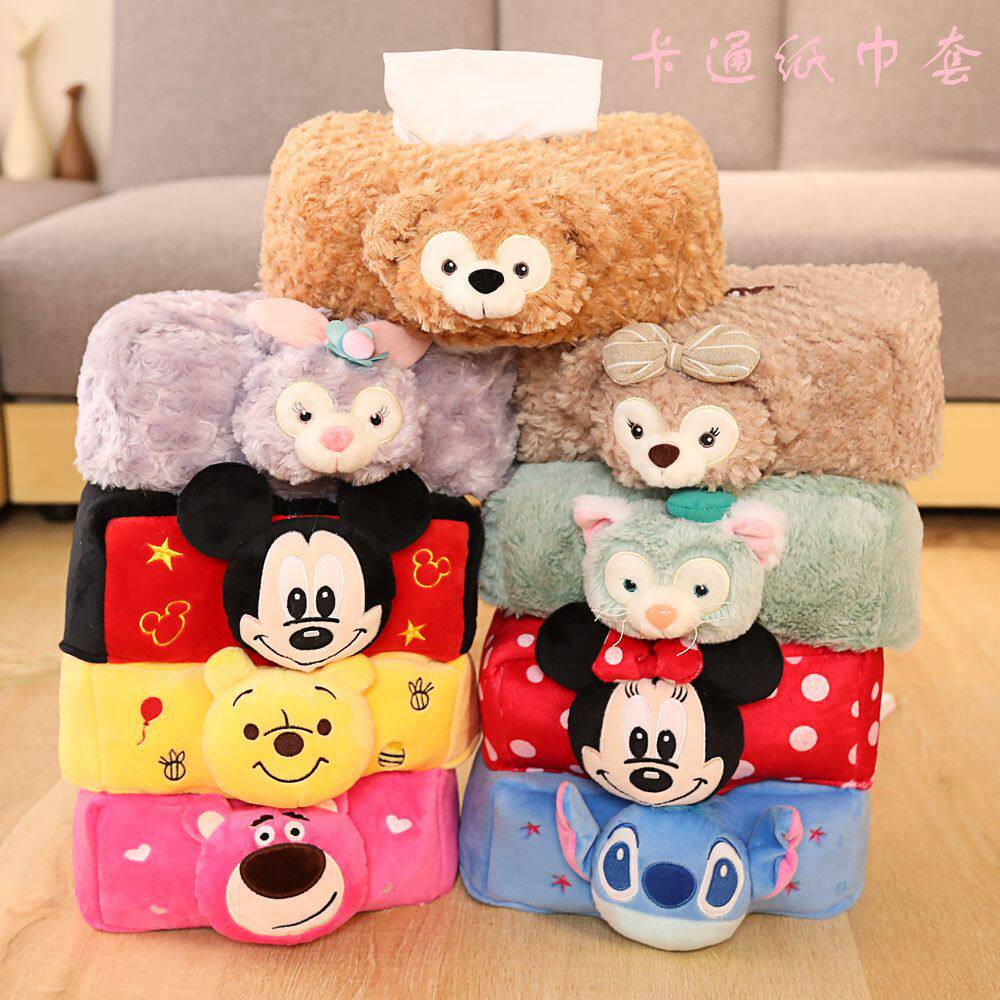 Cartoon home desktop paper towel set cute plush Japanese-style fabric paper box creative car household paper towel pumping