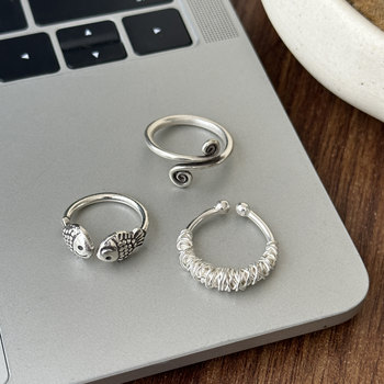 Missjojo fashionable, simple, versatile and temperamental women’s retro silver ring collection 4408