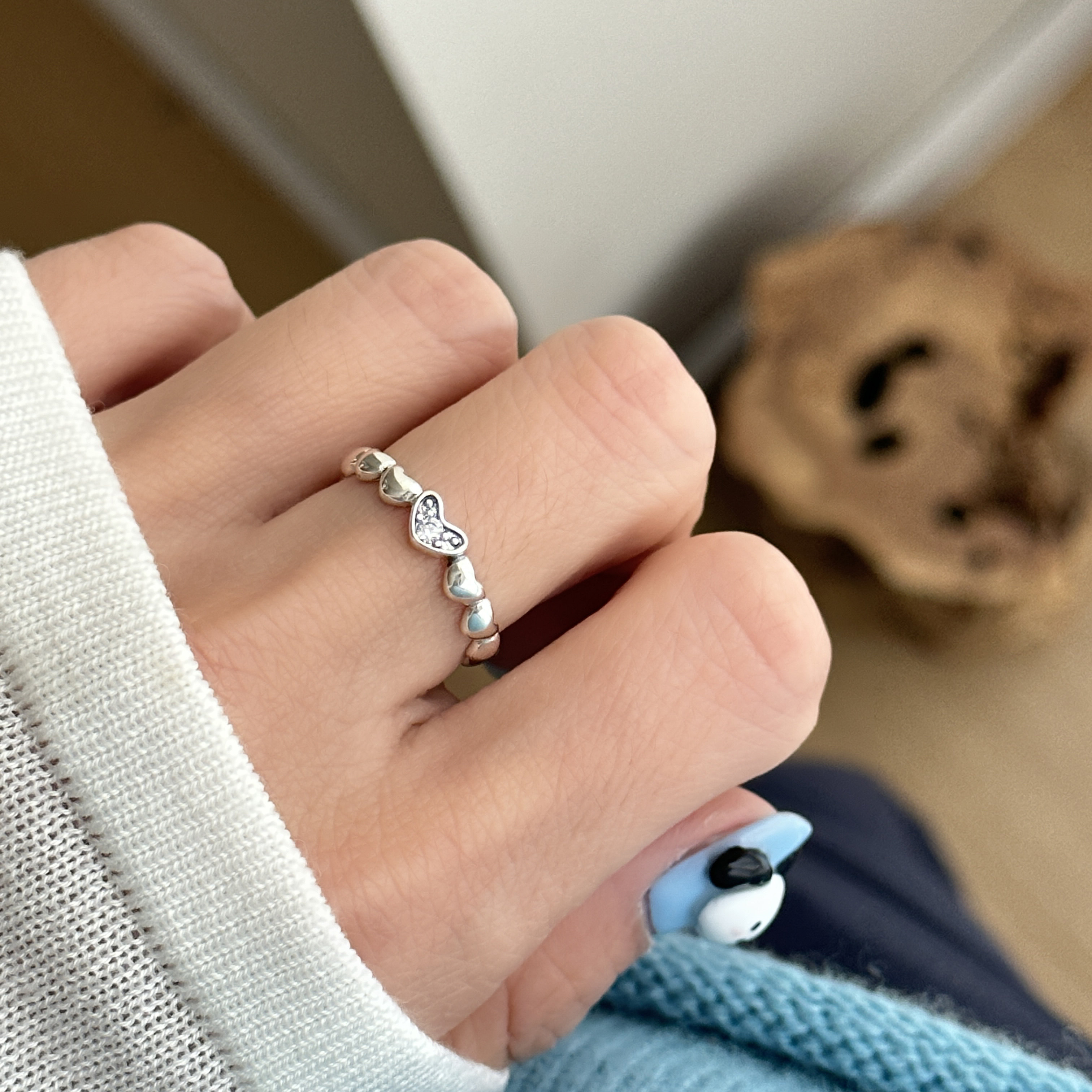 Full circle of love S925 sterling silver zircon ring