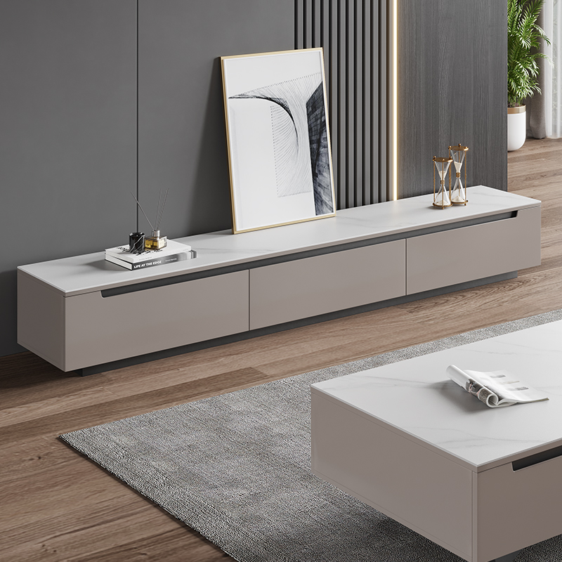 Moon Shadow Rock Board TV Cabinet Tea Table Combination Modern Minima Solid Wood Small Family Nordic Light Luxurious Cabinet Living-room Terrace