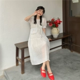 Летнее милое шифоновое платье, юбка, французский стиль, с открытой спиной