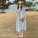 Летнее милое шифоновое платье, юбка, французский стиль, с открытой спиной