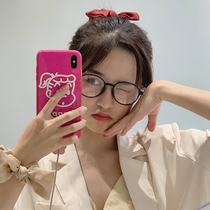 ins black frame plain round frame myopia glasses womens net red womens face small anti-Blue anti-radiation can be equipped with lenses