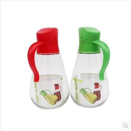 Conning Glass Oil Bottle Automatic Open Lid Home Kitchen Glass Oil Pot Large Anti Leakage Soy Sauce Bottle Vinegar Bottle 550ML