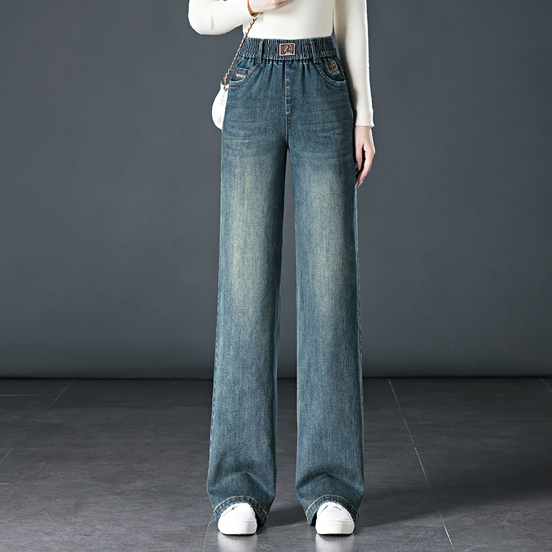 Elastic Waist Wide-Leg Jeans for Women 2026 Spring and Autumn New Elastic High-Waisted Plus Size Loose Straight Pants for Plus-Size Women Elastic Waist Wide-Leg Jeans for Women 2026 Spring and Autumn New Elastic High-Waisted Plus Size Loose Straight Pants for Plus-Size Women