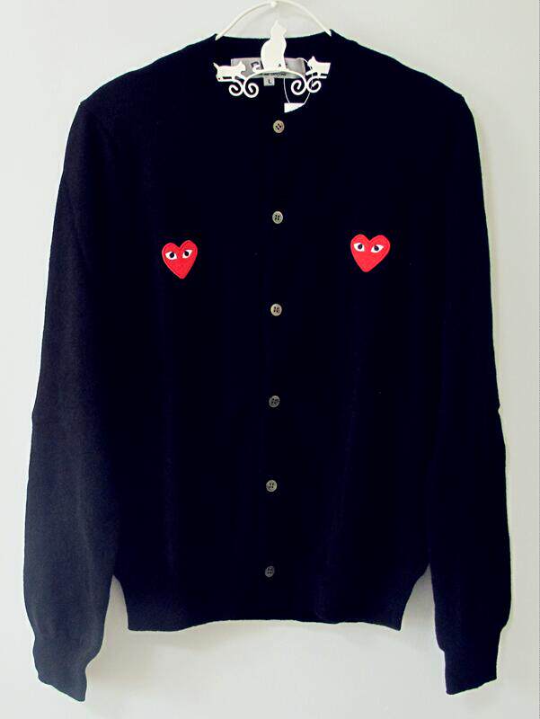 Japan's Kawasu Pau Ling CDG Qingshan Qualifies Double Red Heart Round Collar Jersey Woman's Goat Sweatshirt Beijing Spot