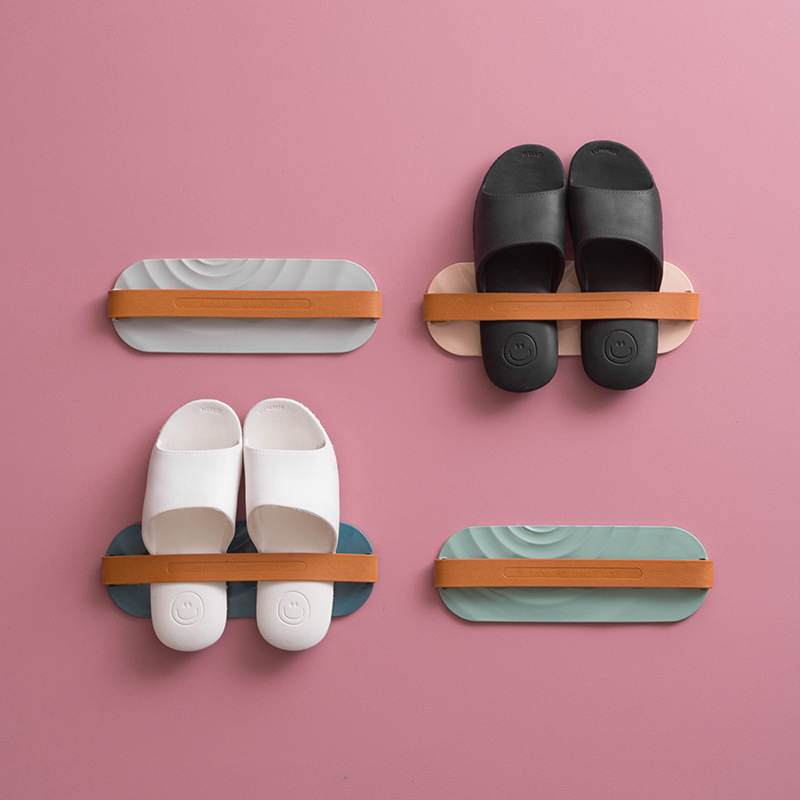 Bathroom slipper rack Wall-mounted wall toilet storage artifact Folding powder room free hole storage rack Household