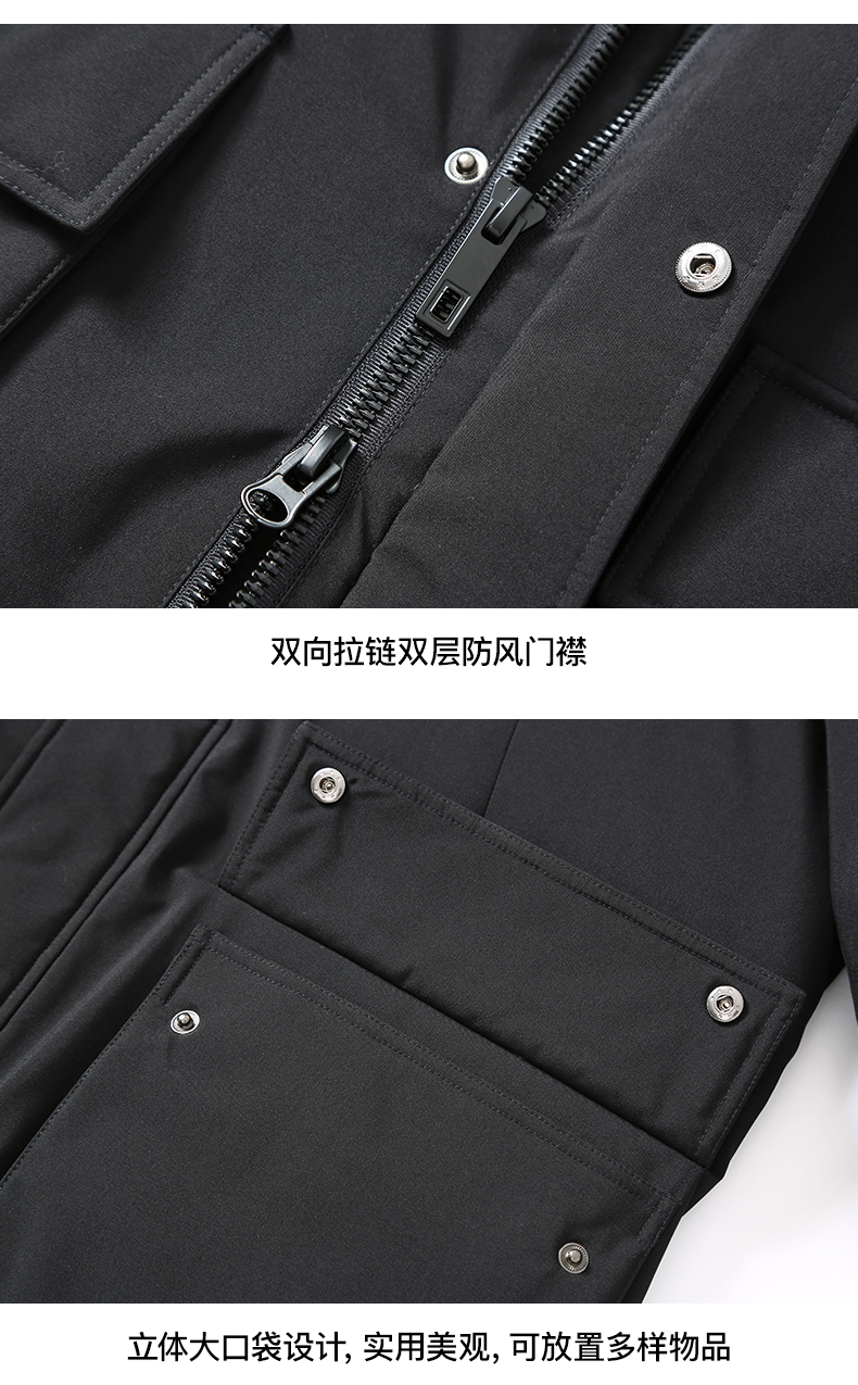 鸭鸭 户外运动系列 男士加厚中长款 貉子毛领羽绒服 90%充绒量 图14