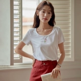 原水 Летняя белая короткая футболка с коротким рукавом, 2023, в западном стиле