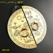 Lotus pure copper new Chinese cabinet door handle all copper round door plate disc shoe cabinet handle