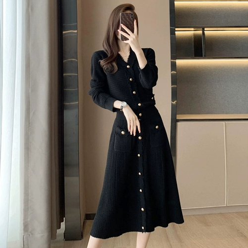 Весенний комплект, трикотажный свитер, юбка, изысканный стиль, в стиле Шанель