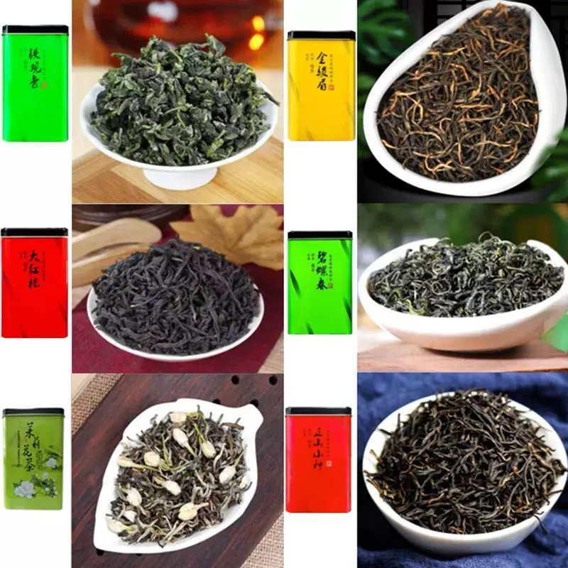 Красный чай Jin Jun Mei, чай Tieguanyin, зелёный чай, жасминовый чай, чай Лапсанг Сошонг, красный (чёрный) чай, улун Da Hong Pao