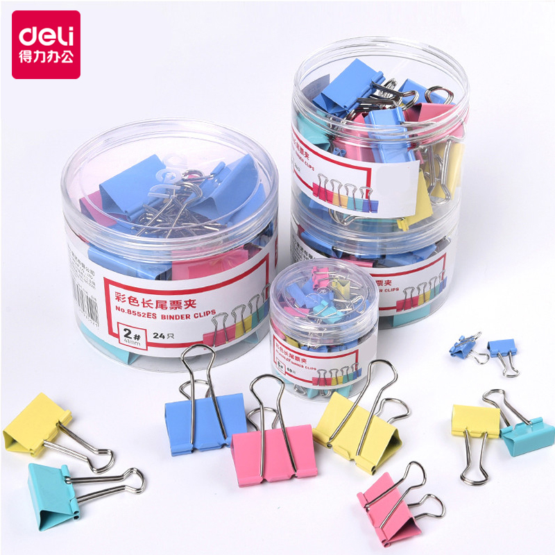 The long tail clamp stainless steel fixture iron clamp color folder clamp of fish tail clamp 19mm small 25 medium 32 large 41 multi-function 15 students with 50 office supplies