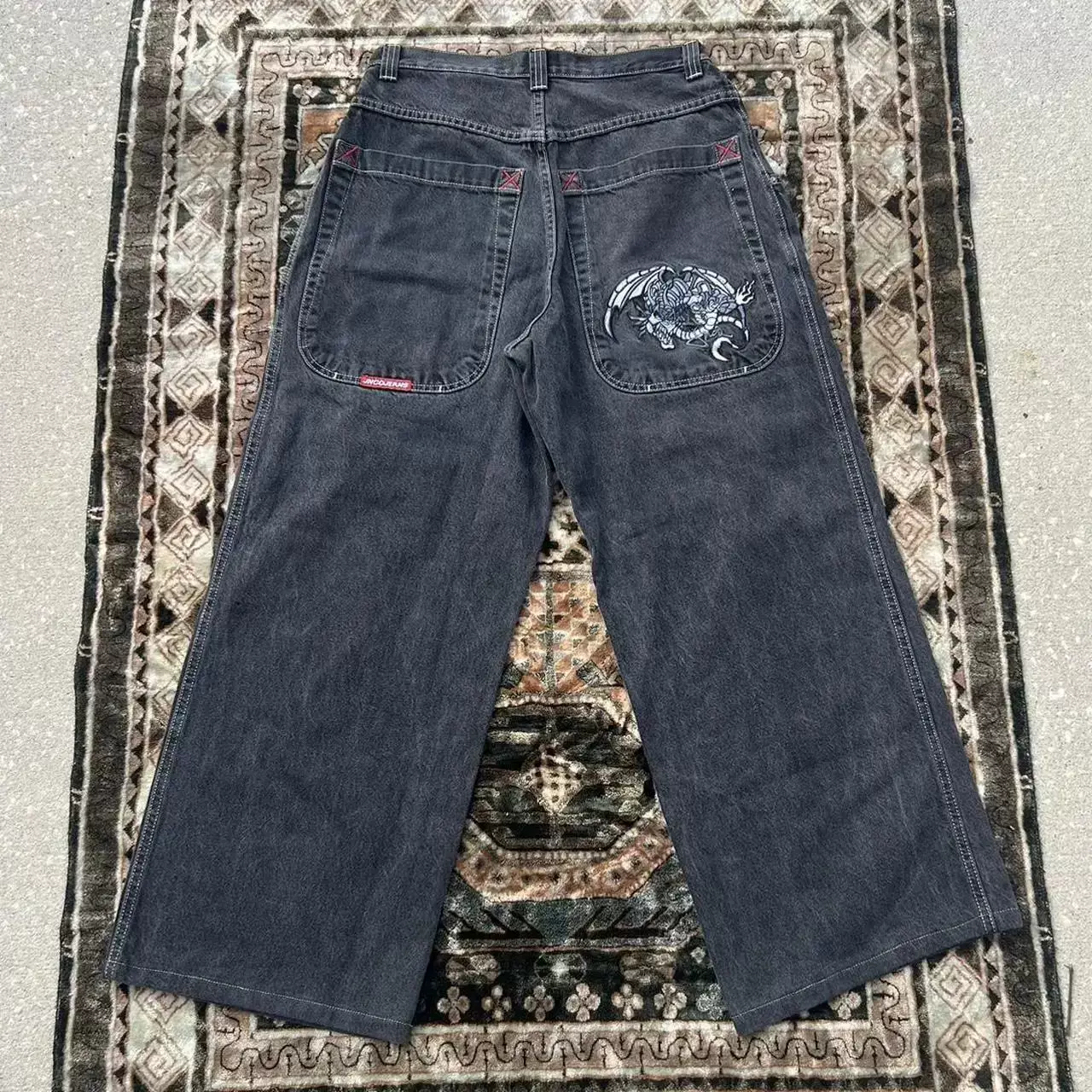 Джинсы JNCO Y2K японский стиль 2000-х, широкий мешковатый крой, размеры 28–34 (талия 72–85 см)