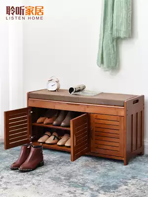 Listen to the simple modern pastoral solid wood shoe bench shoe rack storage stool shoe stool shoe bench shoe stool shoe stool