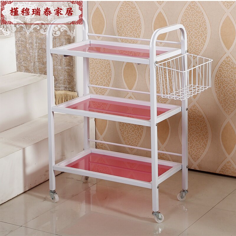 Beauty salon trolley Makeup nail embroidery fire tank tool Glass shelf Beauty salon trolley