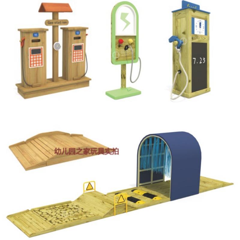 Kindergarten Outdoor Traffic Riding Scene Simulation Game Facilities Children's Simulated Gas Station Obstacle Ramp Toys