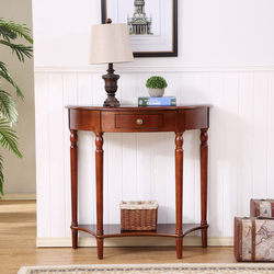 American Solid Wood Entrance Table Semi-Circular Wall Table European Style Corridor Table Entrance Table Wall Side Table Entrance Cabinet Decorative Table