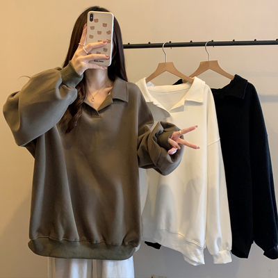 taobao agent Demi-season sweatshirt, top, jacket, plus size, polo collar, 2023 collection, fitted