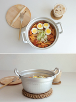 Japan Imports North Land Aluminum Binaural Steaming Pan Hammer aluminum with wood cover soup pot Steamed Pan Milk Pan Bubble Noodle Pan Quick heat