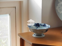 Japan Import Meineshot Printed Rice Bowls ceramic High-footed Bowl Glaze Lower Color Sweet Bowl Soup Bowl and Dyeing Craft