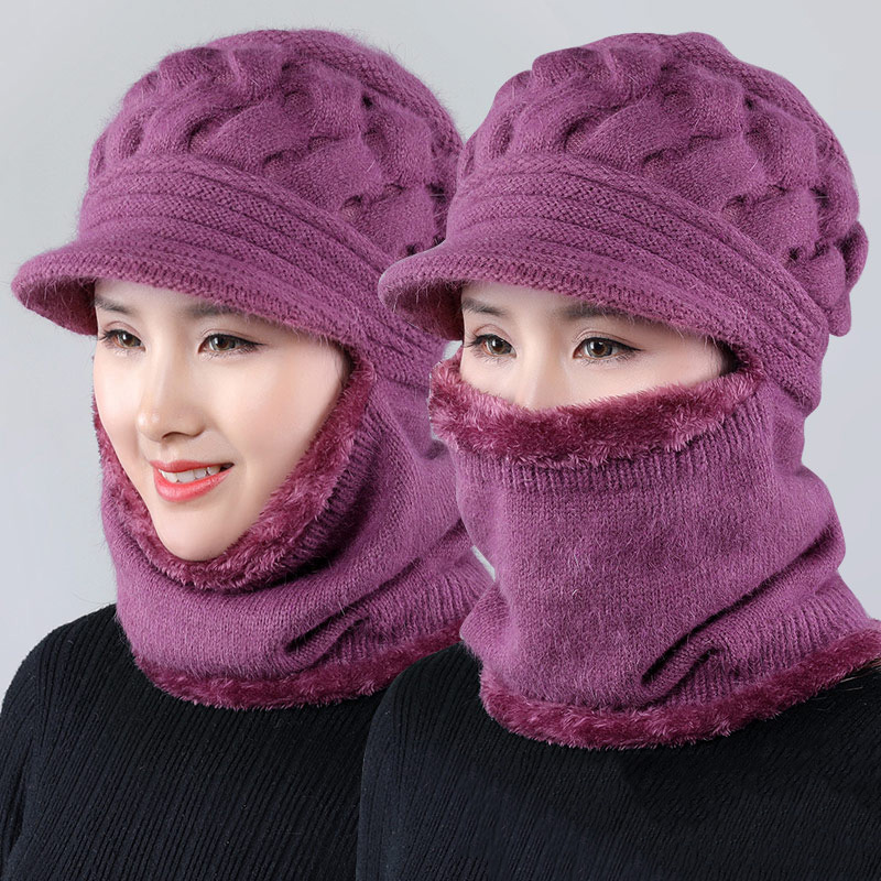 Middle aged hat children winter plus suede thick and warm mom grandma autumn winter round neck even old lady hair line hat
