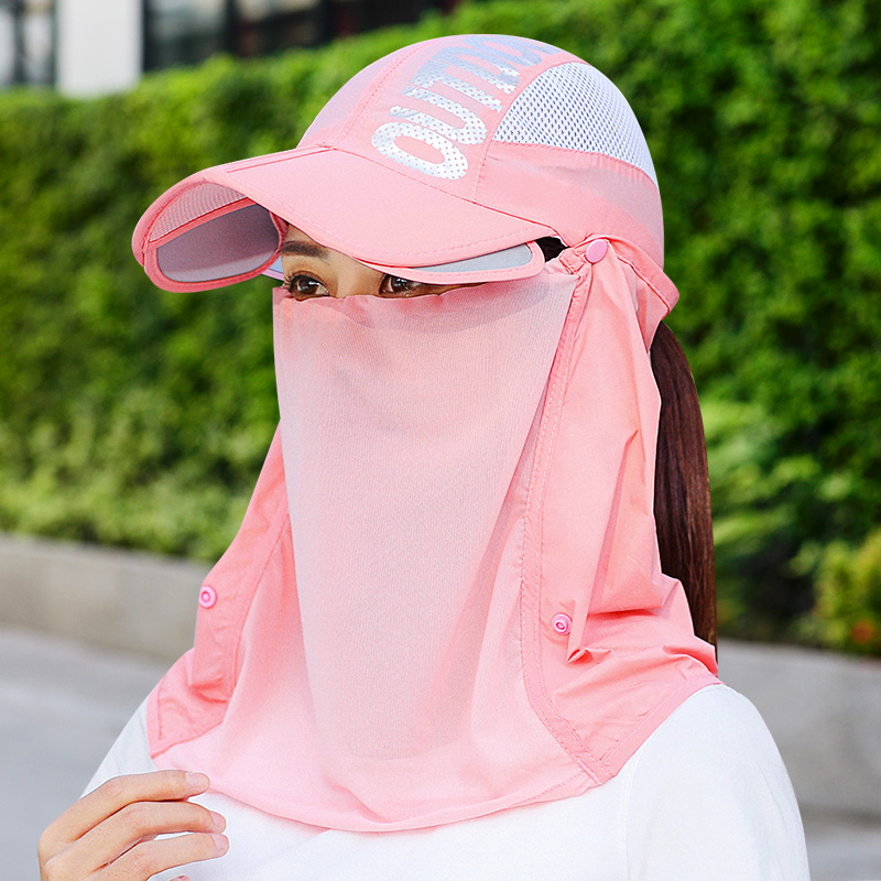 Sun protection face cover female summer cover anti UV outdoor folding sun hat bicycling veil to take tea sunshade hat
