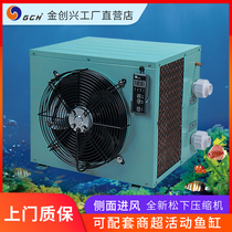 Supermarket with seafood vat concealed style sea water refrigeration machine built into a little body machine cold and warm seafood pool fish cylinder chiller