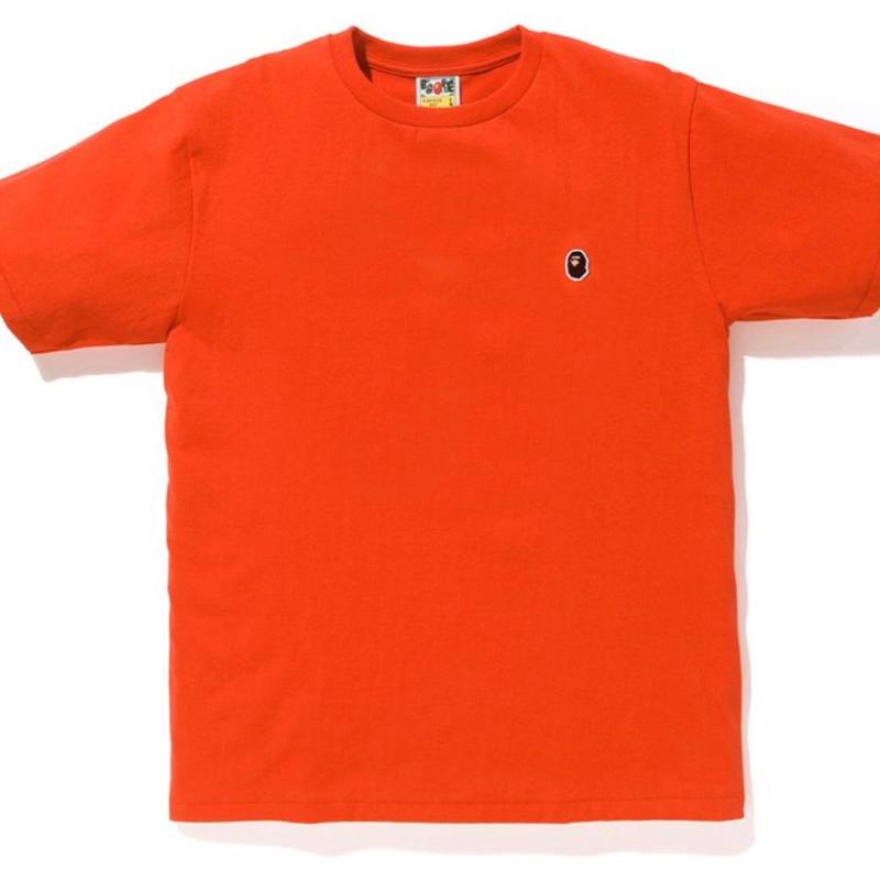 Orange & Embroiderygoods in stock   BAPE   ONE   POINT   TEE   Embroidery   Ape head   Small label   Solid color   Short sleeve   T-shirt   men's wear