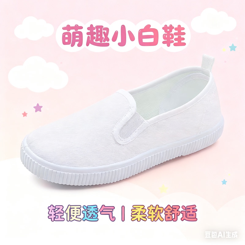 Kindergarten Indoor Shoes, Children's Sneakers, Breathable Canvas White Shoes, People's Brand Sneakers, Unisex